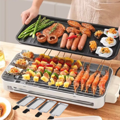 Barbecue-électrique-quatre-poêles-sans-fumée
