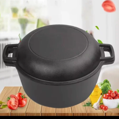 Cocotte-en-fonte-ustensiles-2-en-1-plats-mijotés-facile-à-entretenir