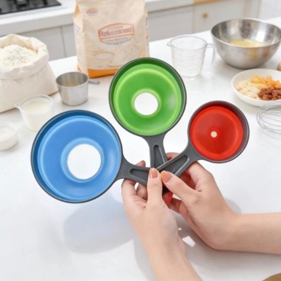 entonnoir lot de 3 pliables en silicone alimentaire antiadhésif