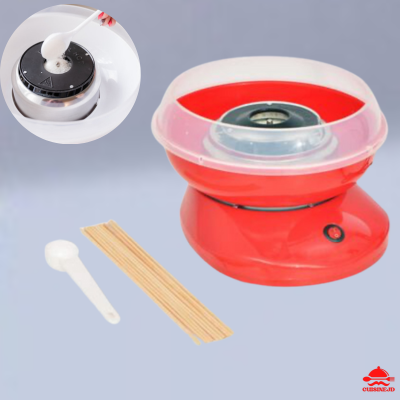 Machine-barbe-a-papa-rouge-robuste-cuiller-doseur -naturelle