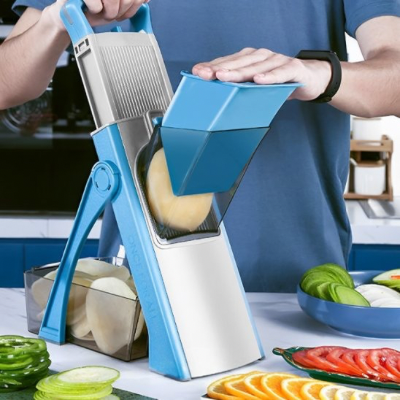 Mandoline-cuisine-outil-performant-bac-collecteur-intégré 