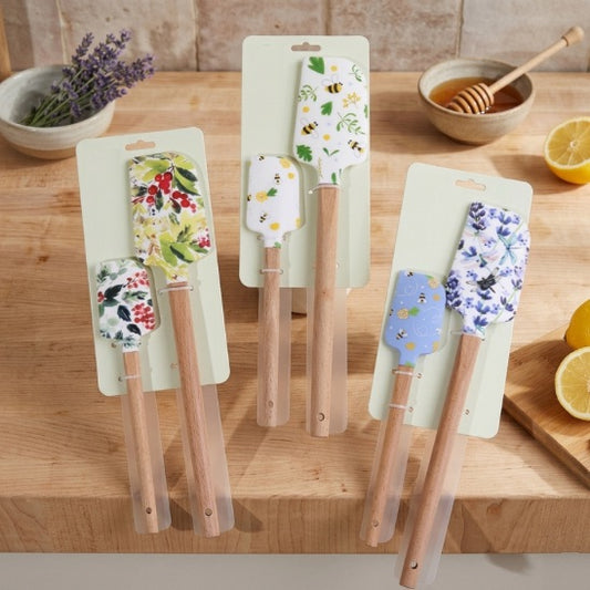 Maryse cuisine lot de 2 de spatules en silicone et en bois naturel de hêtre