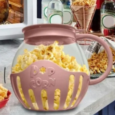 pop-corn-micro-onde-vieux-rose-poignée-confortable-anti-brûlure