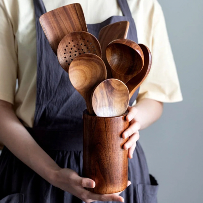 Ustensiles-de-cuisine-bois-teck-naturel-Kit