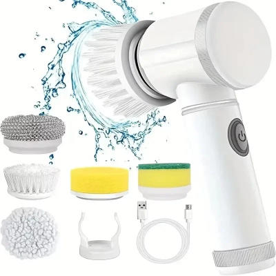 Brosse-de-nettoyage-électrique-5-têtes-interchangeables-utilisation-simple-rapide