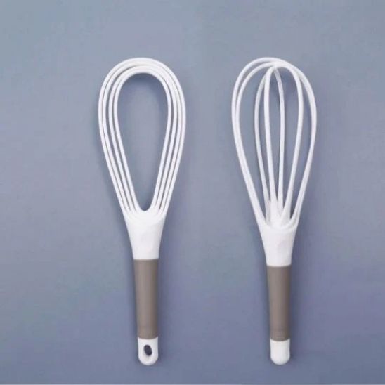 fouet ustensile pratique blanc/gris gain de place malin