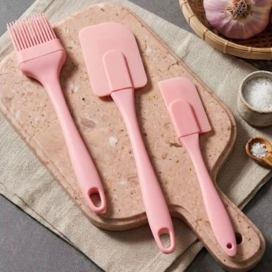 maryse cuisine rose set de 3 ustensiles en silicone