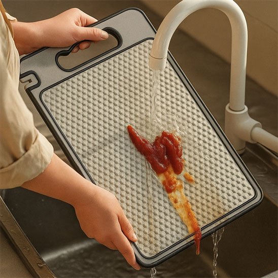 Planche a decouper surface polyvalente adaptée à différents aliments