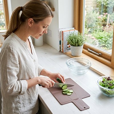 Planche a decouper marron surface adaptée aux préparations courantes