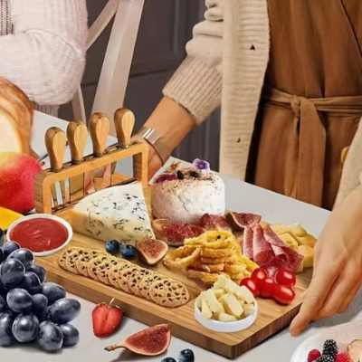 Plateau-fromage-charcuterie-bambou-naturel-portable